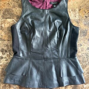 Black Leather Women's Vest